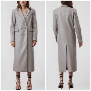 NWT Atoir Astrid The Seventy Nine Long Line Coat Vegan Faux Leather Gray Sz 4